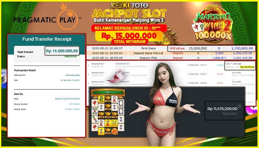 KOKITOTO JACKPOT SLOT Mahjong Wins 2  Rp. 15.000.000 ,- LUNAS